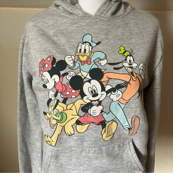 Disney Mickey Mouse & Pals Gray Fleece Hooded Sweatshirt size XS - Picture 2 of 7